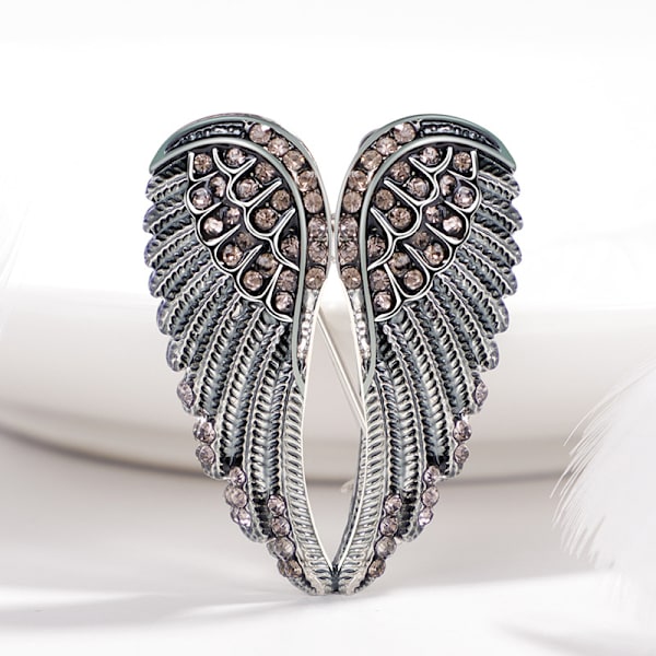 Glittrande strass ängelving brosch pin unisex kofta krage sw