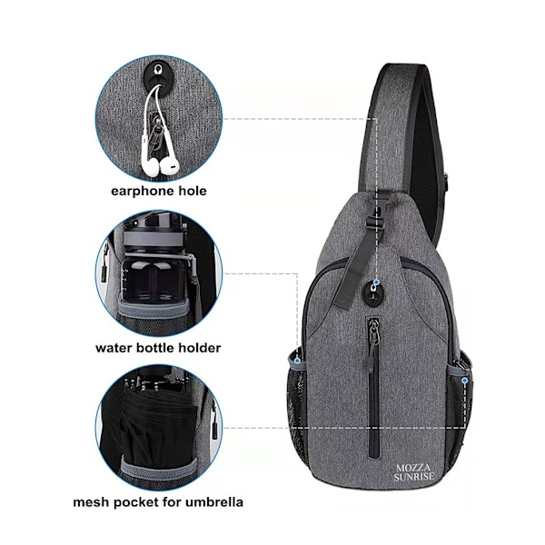 Crossbody Sling Rygsæk Sling Taske Rejse Vandreture Brysttaske Dagrygsæk (Lilla)