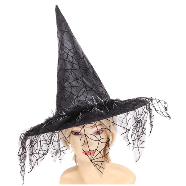 Halloween Häxhatt Mesh Trollkarl Hatt Makeup Kostym Rekvisita Cosplay