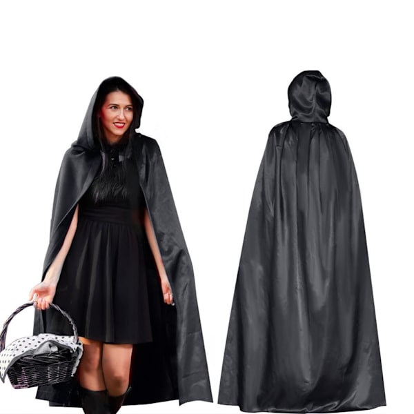 Barn Halloween Kappe Poncho Julekostume - Sort