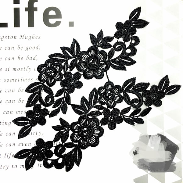 2 stk Blomster Patch Badge Applikasjon 28 x 14 cm