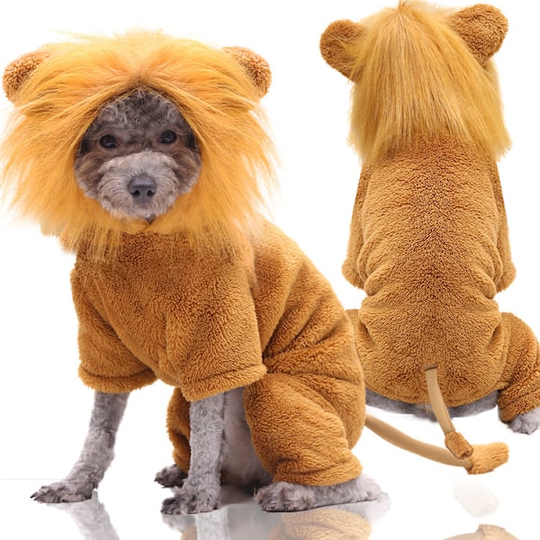 Hund Lejon Kostym Halloween Fest Simulering Lejon Husdjur Kostym Cos