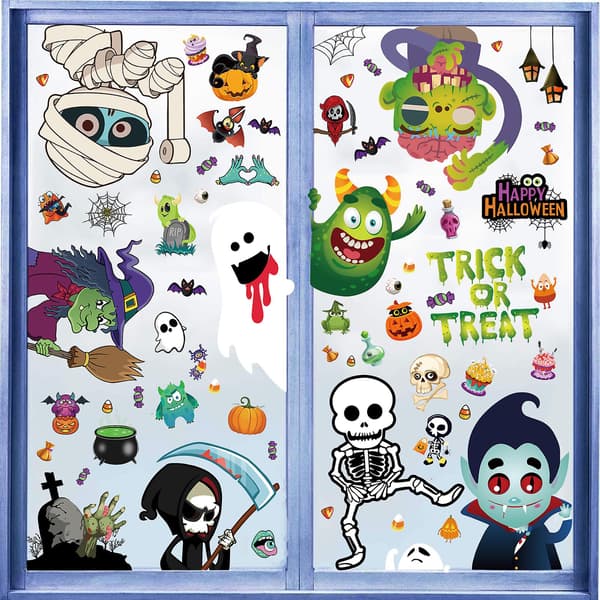 Halloween Græskar Kat Flagermus og Spøgelse Stickers