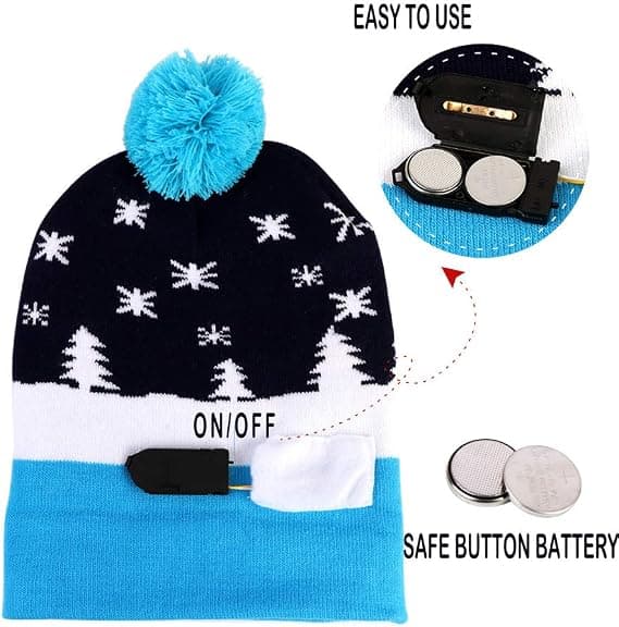 LED-lämmin jouluhattu, valaiseva jouluhattu, unisex-neule
