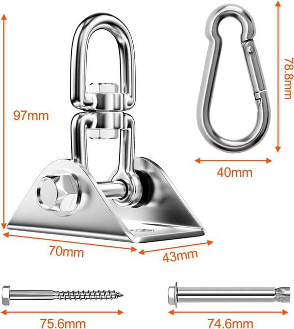 Heavy Duty Rustfrit Stål Loftskrog 450kg Kapacitet 360° Rota