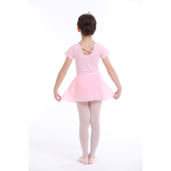 Tyttöjen lyhythihainen leotardi hameella - Lasten tanssibaletti Tutu-mekot - Vaaleanpunainen 140cm
