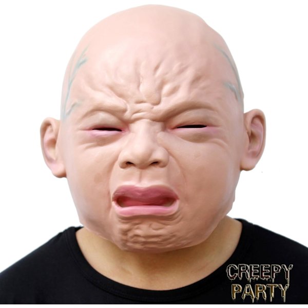 Halloween Kostumefest Latex Maske Menneske Hoved Grådende Barn