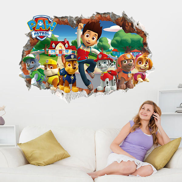 Paw Patrol 3D veggklistremerke Gutter Jenter Rom Paw Patrol 3D ødelagt
