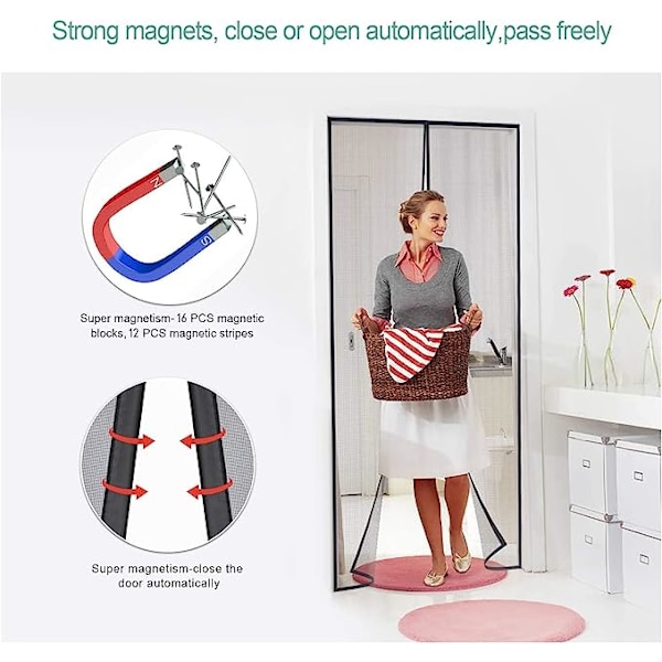 Magnetisk myggenet dør vindue 120x220cm anti-flue insekt dør