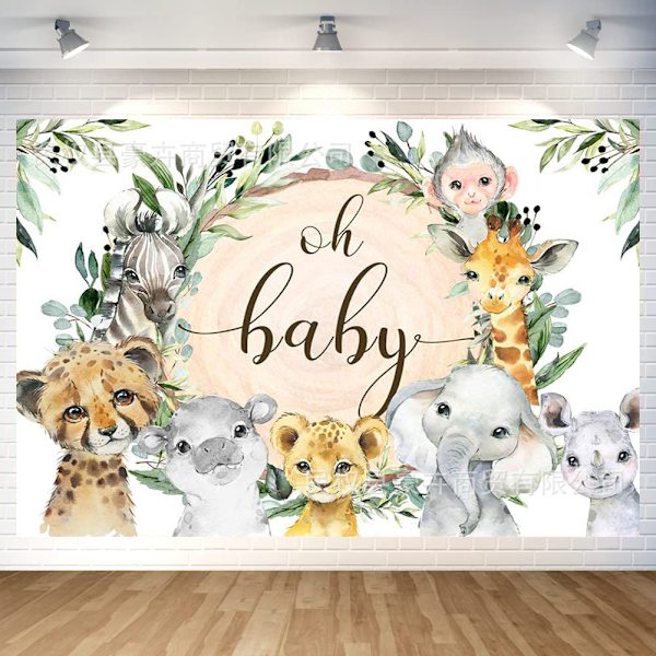 Safari-eläinten vauvakutsujen tausta Oh Baby -valokuvaustausta