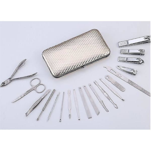 21stk/sæt Sort Rustfrit Stål Kit Tå Manicure Pedicure Sæt Na