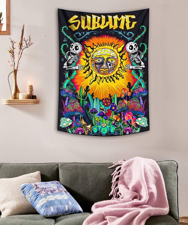 Trippy Sublime Sun -seinävaate, värikäs pystysuora Hipp
