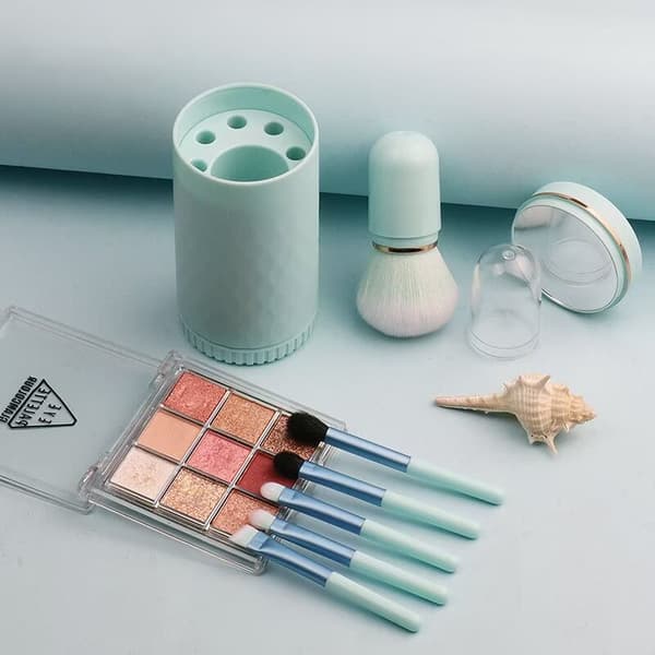 Bærbar 6 i 1 makeup børste sæt skønhedsværktøjer White