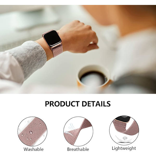 Strækbare nylon elastikbånd kompatibel med Apple Watch 38mm 40
