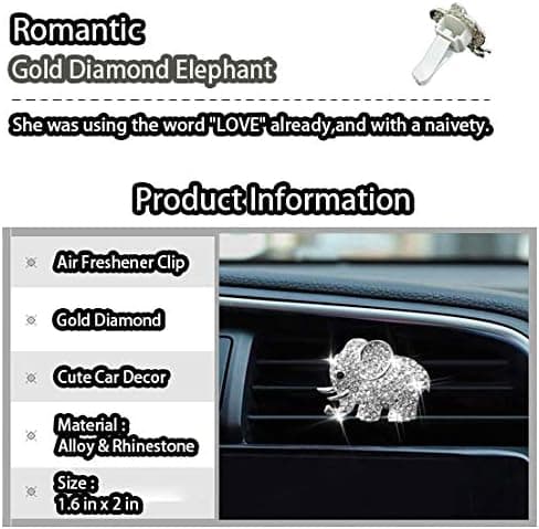Bling diamant elefant bil luftfrisker ventilklips