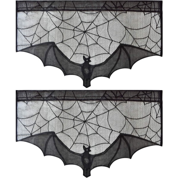 2 stk Halloween blonder gardiner for buetvindu - Svart peis mantel