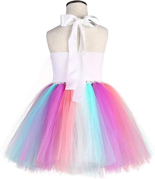 Jenter Sequin Unicorn Kjole 1-10 År med Hodebånd Bursdag Dan