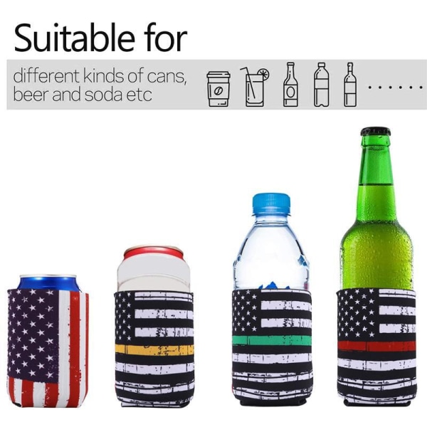 Can Koozie 12-pakning Neoprene Can og Flaskehylser Amerikansk Flagg