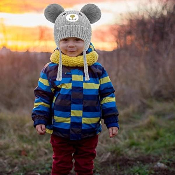 Baby Stickad Mössa för Höst och Vinter - Söt Mössa med Öronlappar
