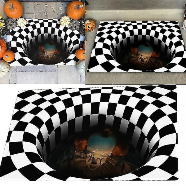Halloween Dørmåtte 3D Tæppe Geometrisk Illusion Rektangulær Klovn