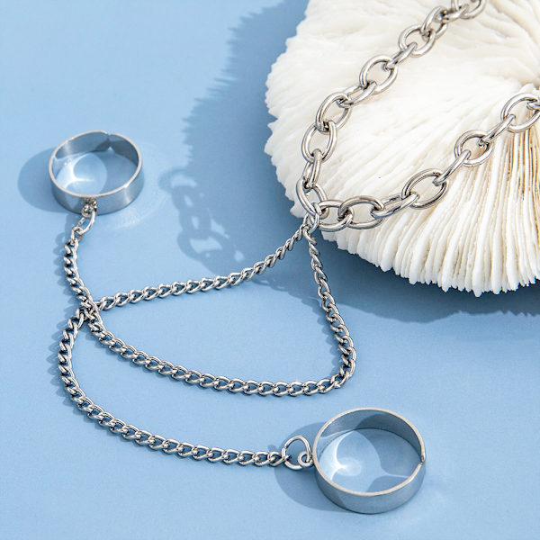 Punk geometrisk silverfärgad kedjearmband för män och kvinnor