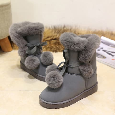 Damskor med vaddering, mid-calf, snöboots - Grå 38