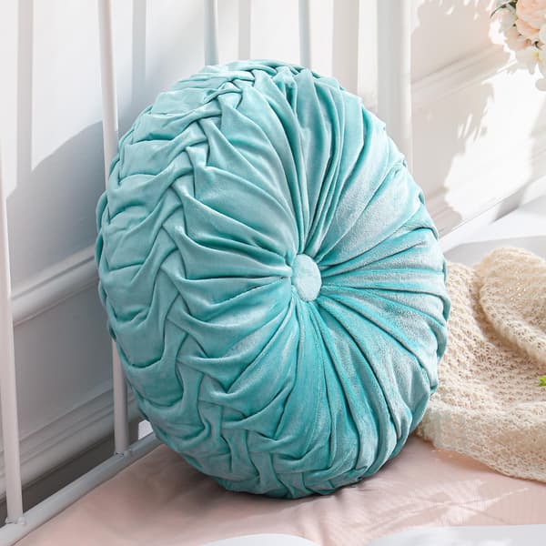 Rund sammetskudde, soffa säng sovrum dekorativ prydnadskudde för soffa heminredning (38cm)