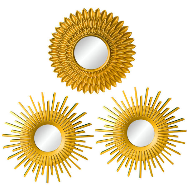 3 stk dekorative speil, bakgrunnsdekorasjon Gold