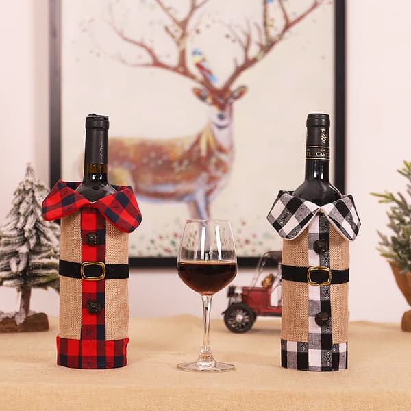 2-pack vinflaskeöverdrag, jultomte vinflaskeöverdrag, rött vin