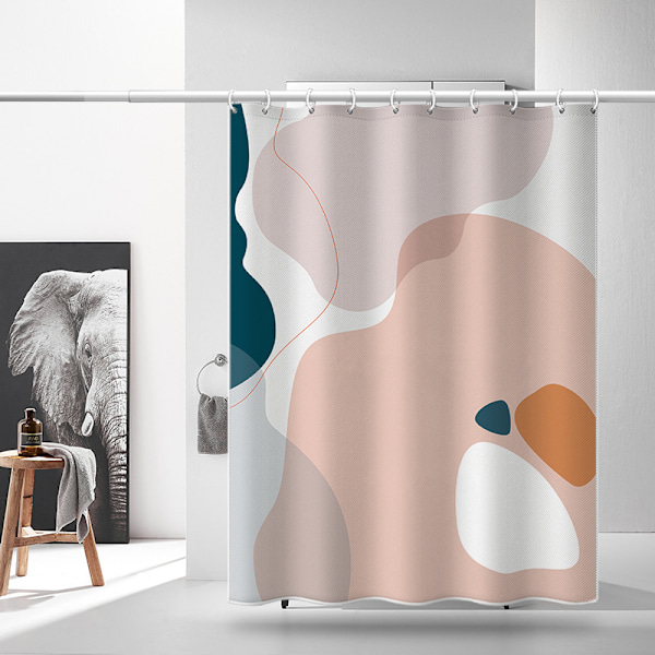 Boho Modern Fabric Shower Curtain Mid Century Abstract Mountain