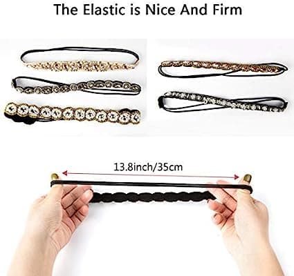 6 stk. Rhinestone elastiske hårbånd Bohemia elastiske hårbånd