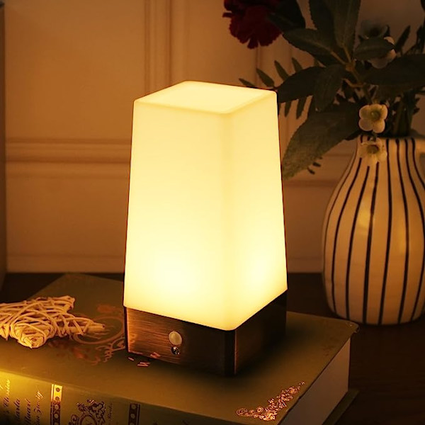 Bordlampe, retro LED-nattelys, sengelampe med lyssensor