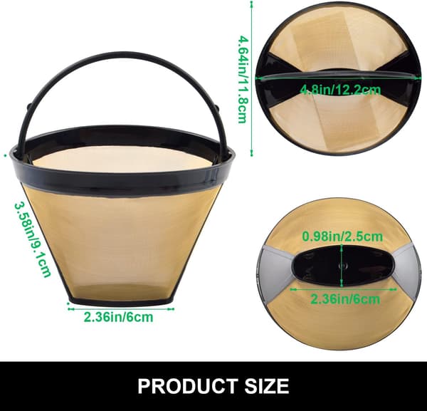 2-pack återanvändbara kaffefilter 8-12 koppar permanent ersättning C