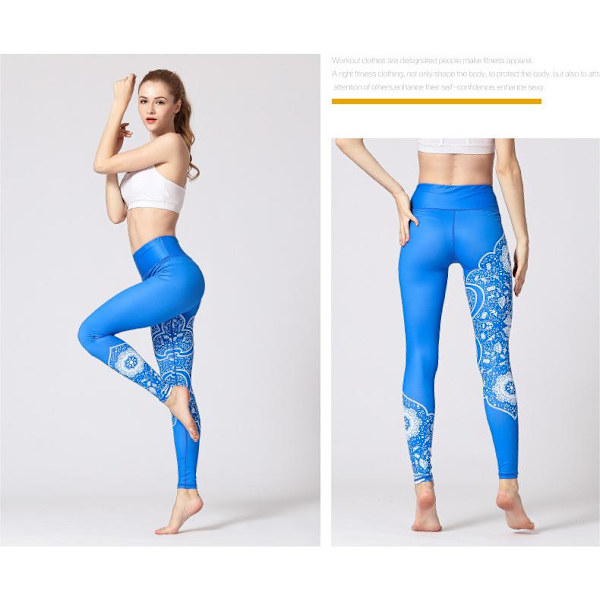 Korkeavyötäröiset painetut skinny-tanssi- ja kehonrakennusleggingsit - HK68 L