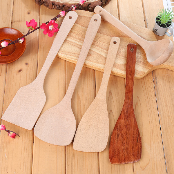 2 st 34,5*9,5 Medium Flat Spatula Trä Solid Spatula