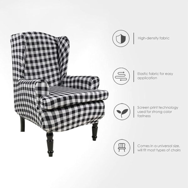 Wingback-fåtöljöverdrag 2 delar stretch spandex Wingback-fåtölj Co