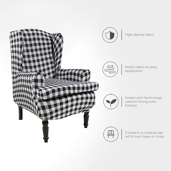Wingback-tuolin peitteet 2 kappaletta joustava spandex Wingback-tuolin Co