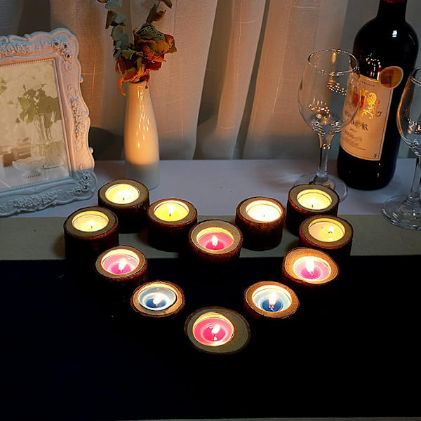 10 stk. personlige træ-tealight-holdere til bryllupscenterp