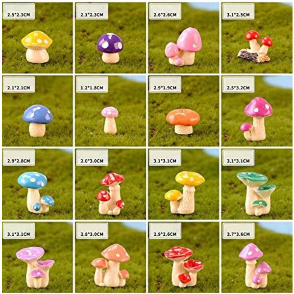 Svampe, 6 i et sæt, Gardon Decor, DIY fe have miniature