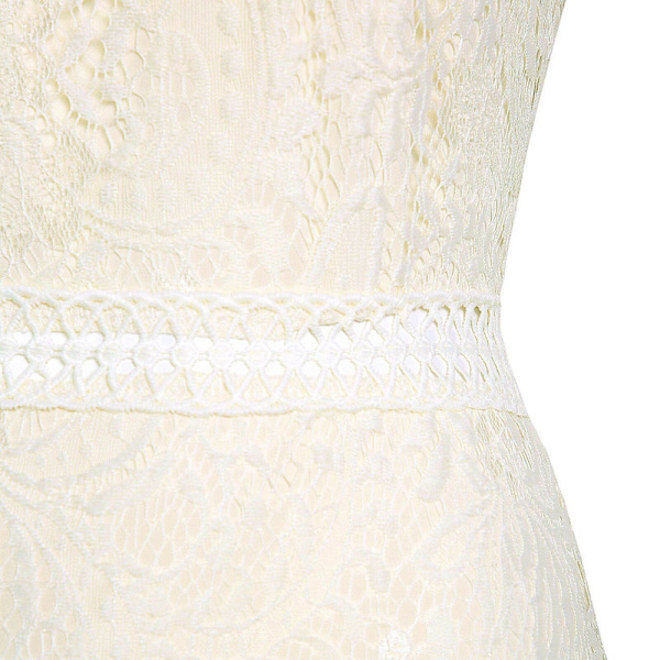 Elegant rundhalset kjole med blondeprint til kvinder - Almond Pink XL