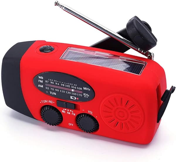 FM/AM/NOAA väderradio handvev solcellsdriven nödström