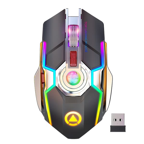 Ergonomisk trådløs RGB-baggrundsbelyst gamingmus til computer