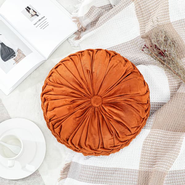 Rund sammetskudde, soffa säng sovrum dekorativ prydnadskudde för soffa heminredning (38cm)