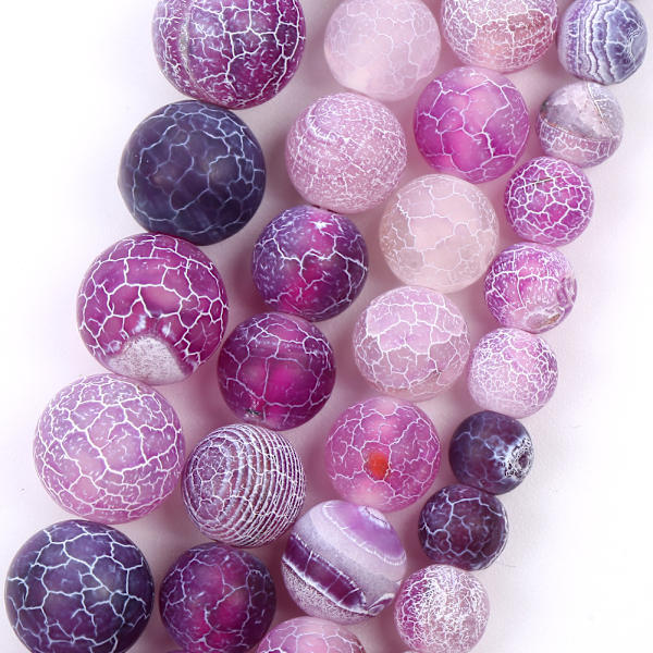 8mm Matte Agat Pärlor Set Natursten Frosted Agat Semi Preci