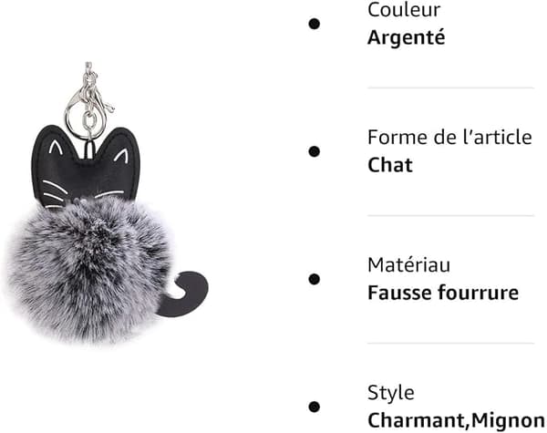 Premium Kvalitet Fluffy Kunstig Pels Kat Nøglering