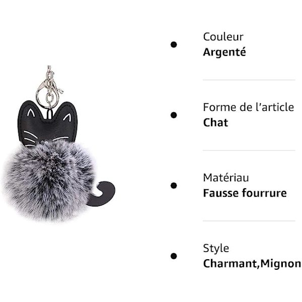 Premium Kvalitet Fluffy Kunstig Pels Katt Nøkkelring