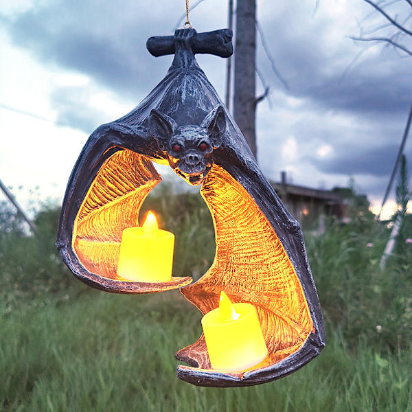 Fladdermus Vägg Tealight Hållare Halloween Ljusstake Fladdermus Staty Trädgård
