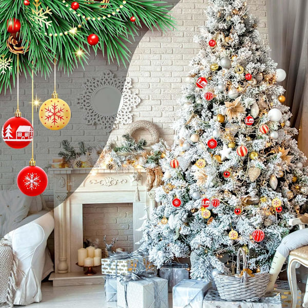 42 stycken julgranskulor glitter plast hängande