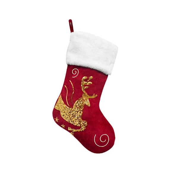 2 st julklappspåsar med broderade älgstrumpor i flanell