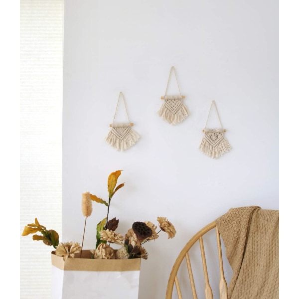3 Macrame-seinävaatteen sarja söpöön boheemiin joulukuuseen